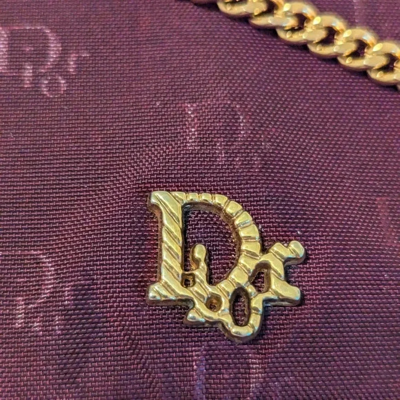 Authentic Christian Dior Bordeaux Nylon & Leather Chain Shoulder Crossbody Bag - Picture 3 of 8